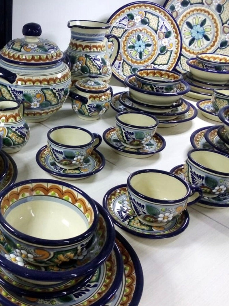 Handmade Mexican Dinnerware Set Talavera Dinnerware for 6 Etsy