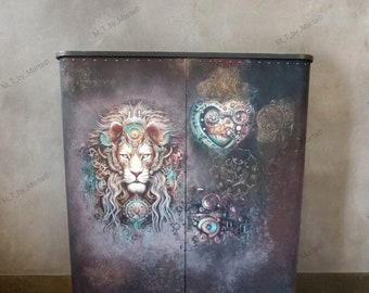 Unieke, prachtige steampunk kast, ladekast, linnenkast,