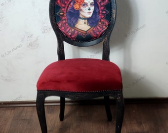 Ein wunderschöner Stuhl, Eklektischer Esszimmerstuhl, Glamour, Akzent Stuhl, Sugar scull.