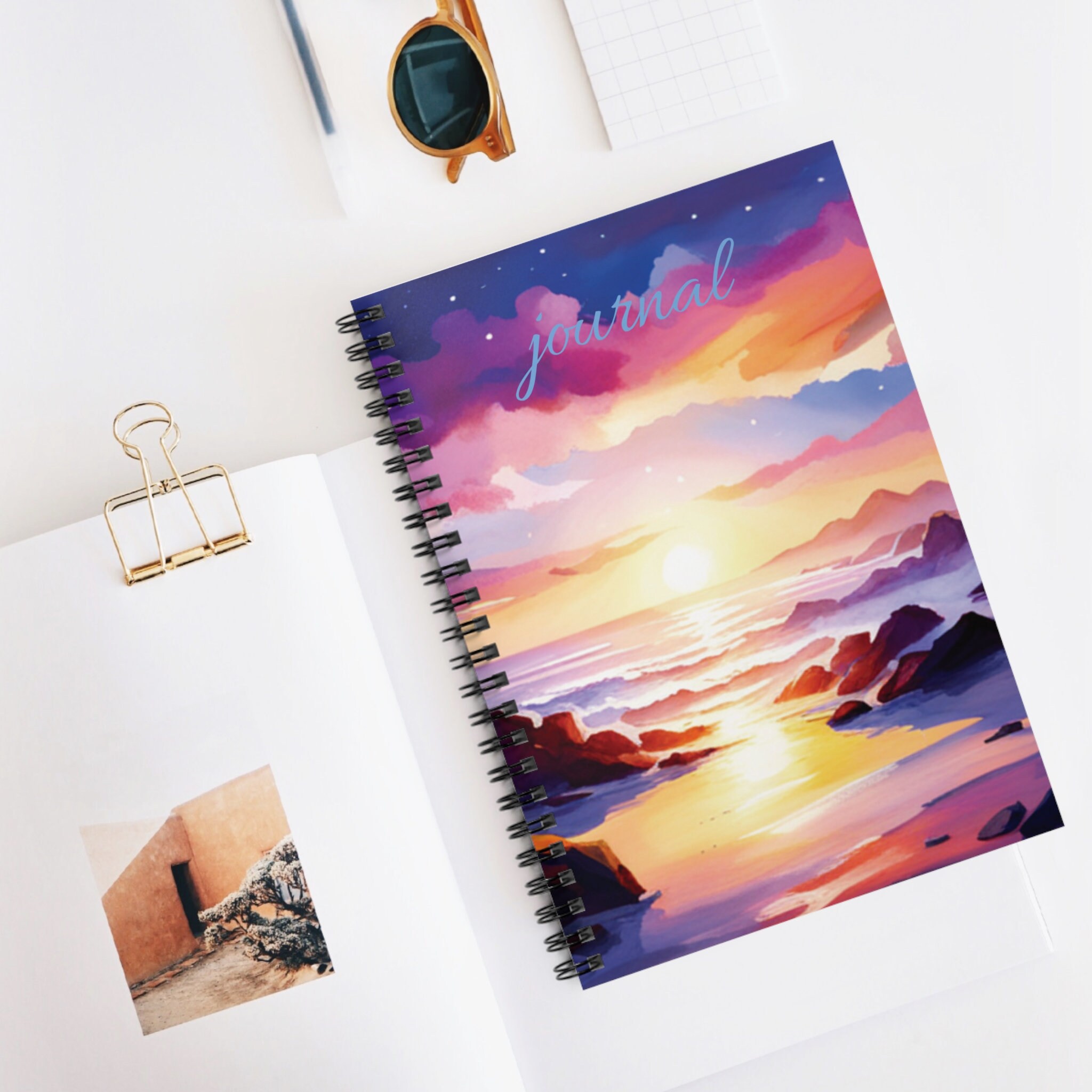 Sunset Above the Beach Spiral Notebook - Ruled Line - Etsy