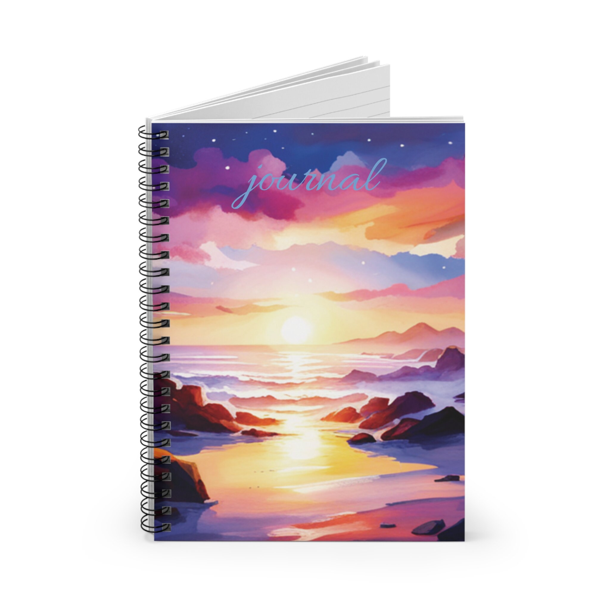 Sunset Above the Beach Spiral Notebook - Ruled Line - Etsy