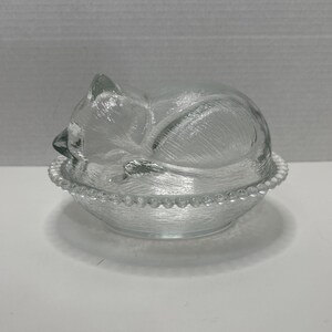 Vintage Cat on Nest Glass Dish - Etsy