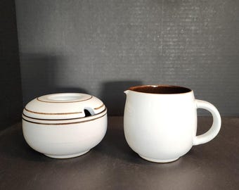 Vtg Denby China VANILLA Pattern Cream and Sugar Set Stoneware