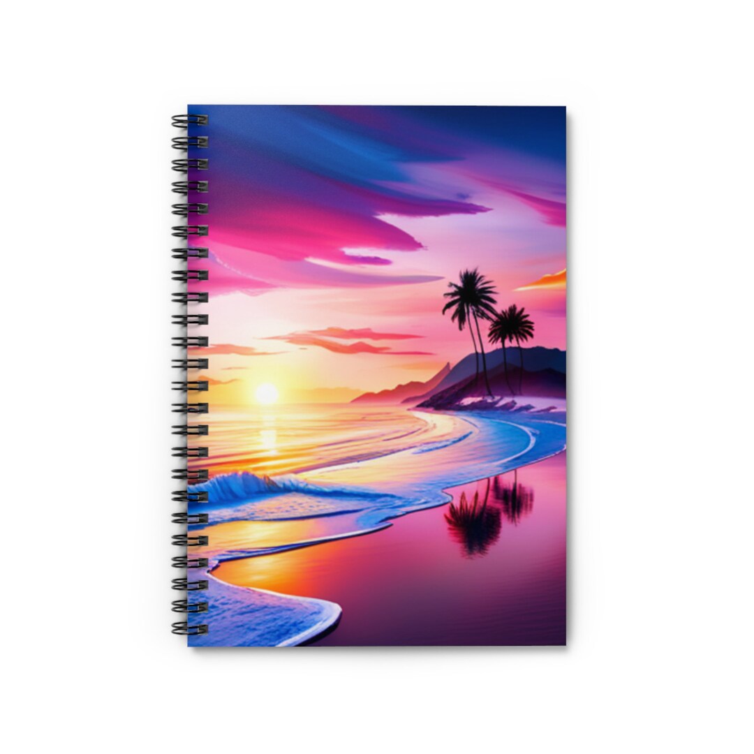 Sunrise at the Palm Trees on the Beach Spiral Notebook - Ruled Line - Etsy
