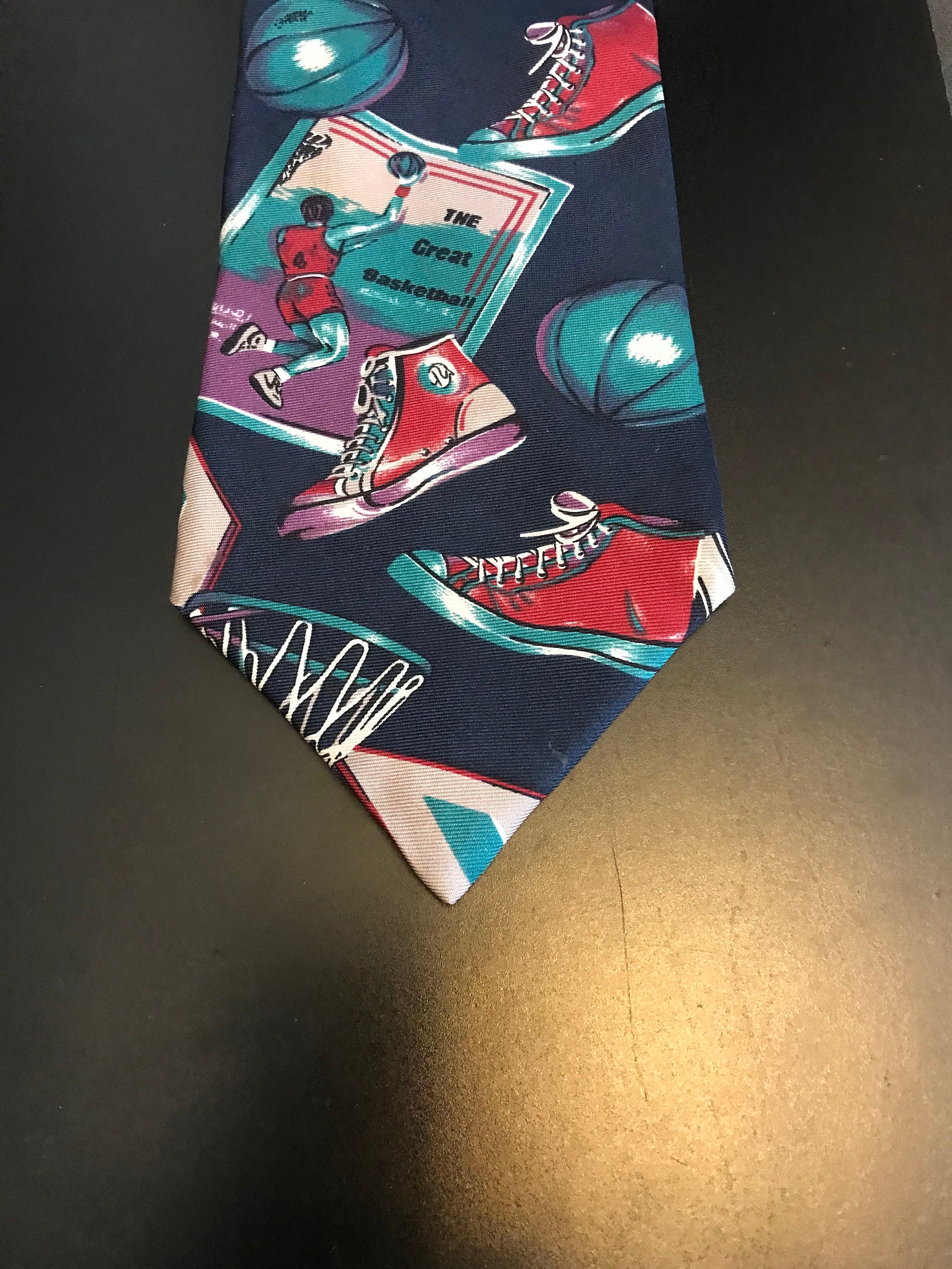 Silk Basketball Tie, Silk Accents Necktie, Made in USA