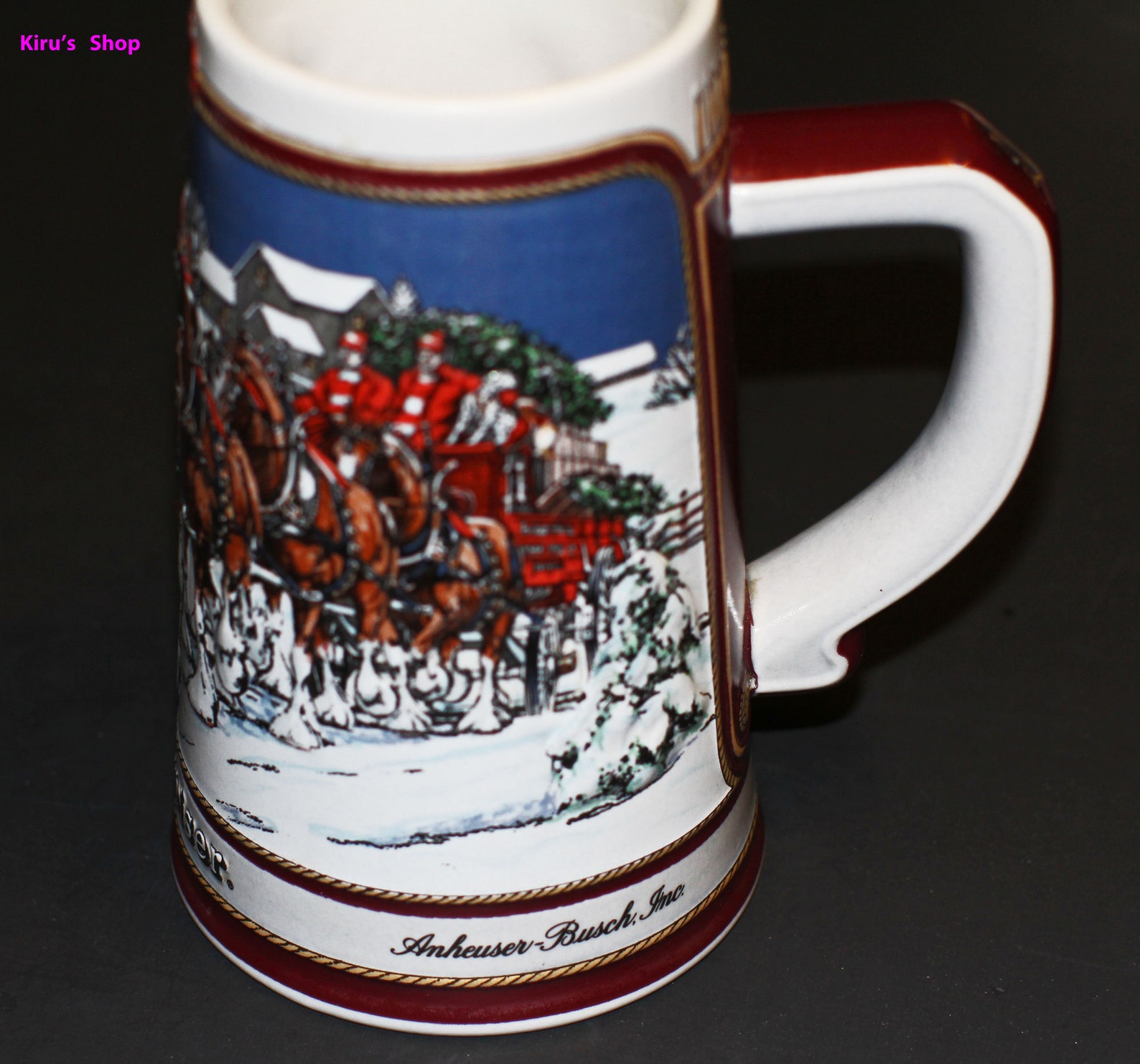 1980s Budweiser Holiday Christmas Stein Anheuserbusch 1989 Etsy