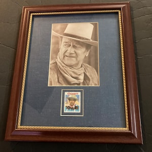 Vintage John Wayne Photo & Stamp 10x12 Framed Picture,  The Duke, Stagecoach