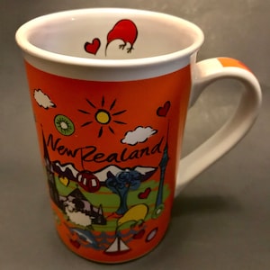 Vintage New Zealand Mug, Flared Lip, Sheep, Kiwi, Coffee Cup