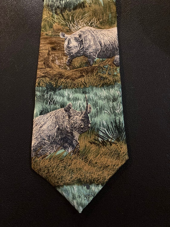 Endangered Species Tie, Rhinoceros Silk Necktie