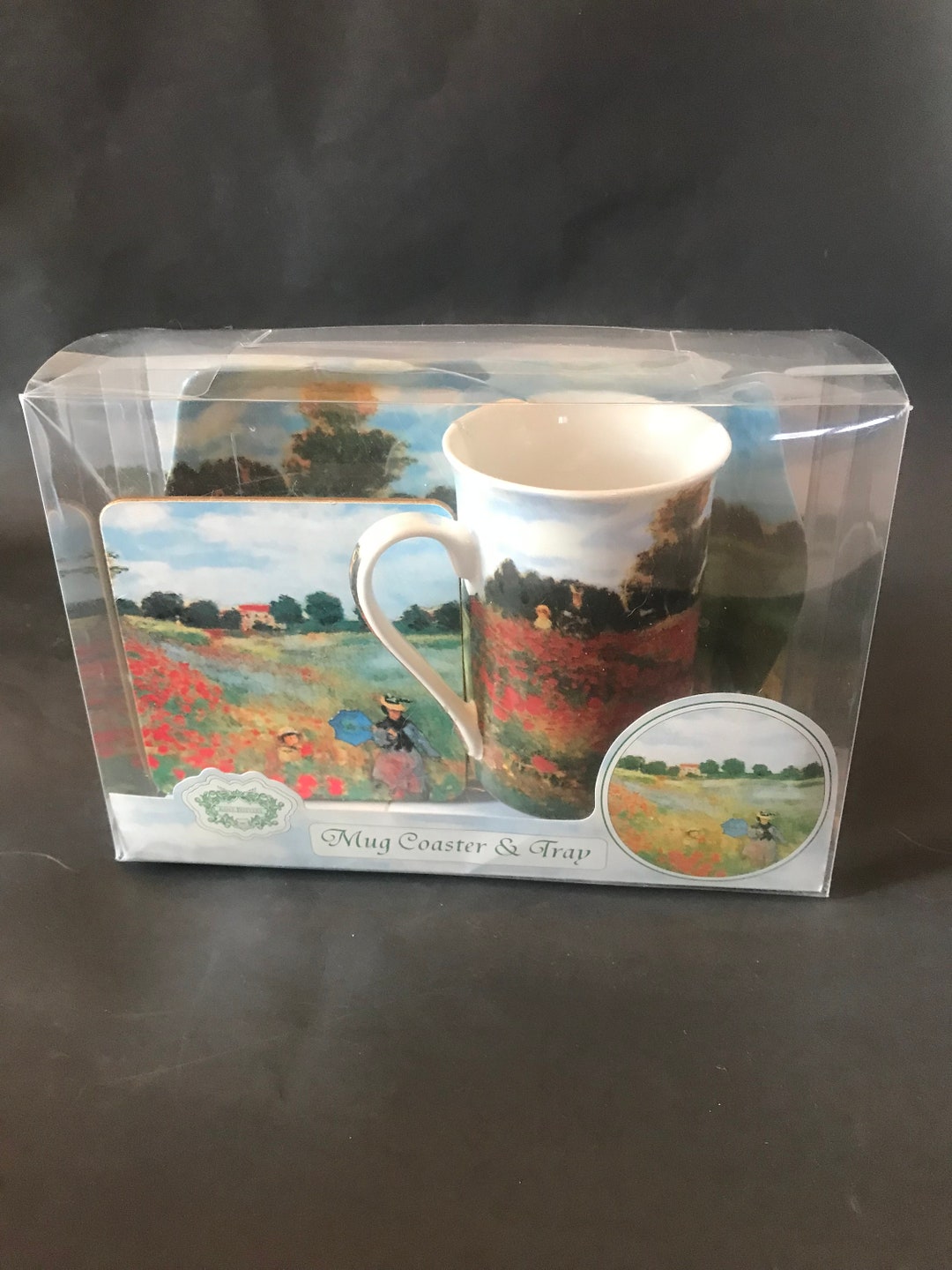 Vintage New Mug Coaster & Tray Set With Victorian Picture Etsy