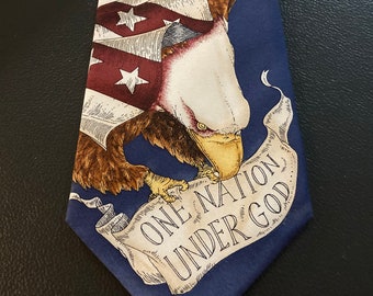 Eagles Wings Silk Necktie, One Nation Under God Tie, USA