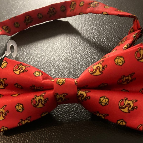 Fun Orange Dragon Bow Tie, Black Tie Geek