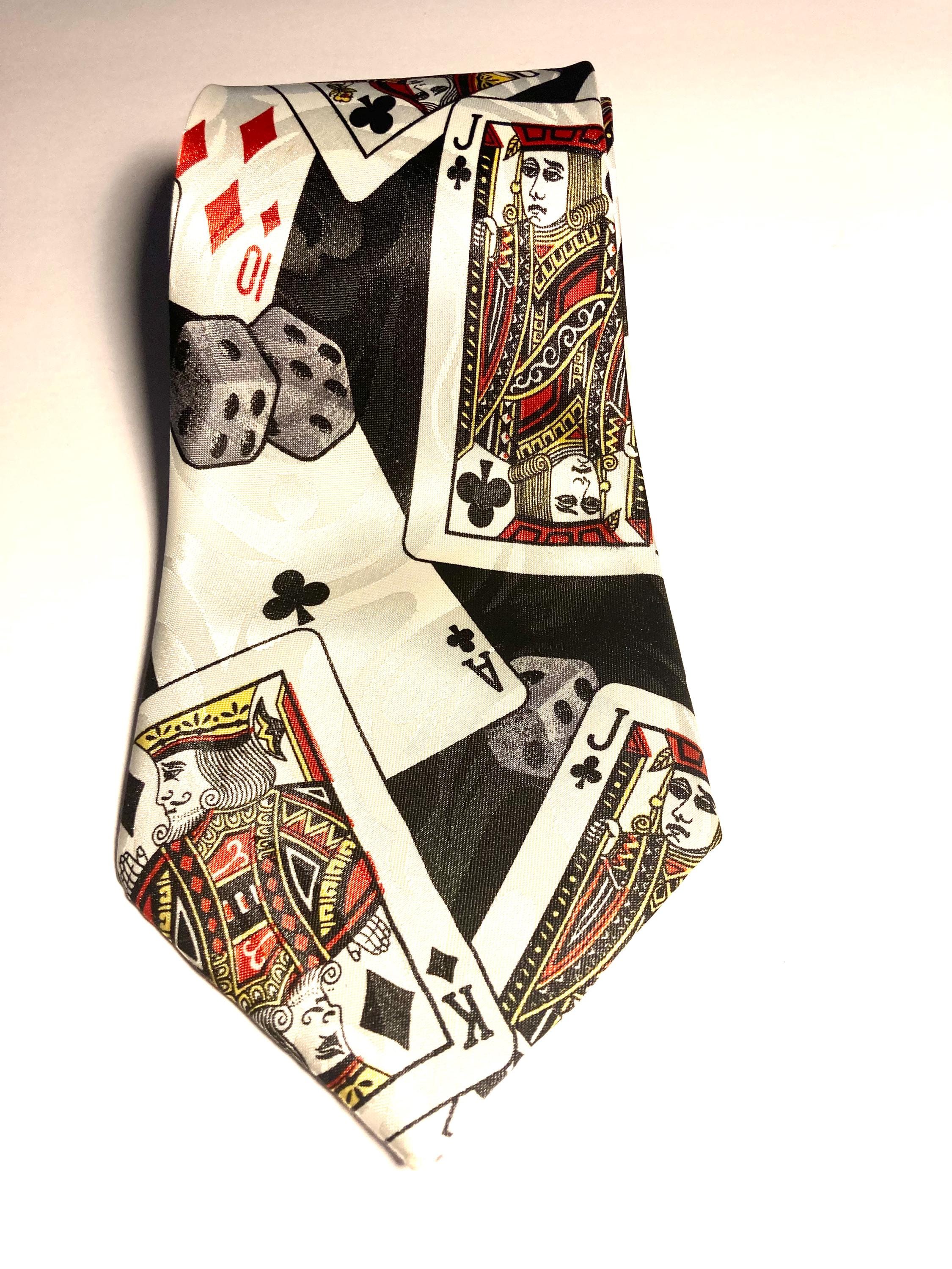 トランプとサイコロのネクタイ、カジノ、ギャンブルのネクタイ - Etsy 日本 ビンテージネクタイ ギャンブル 競馬 カジノ