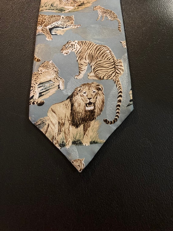 Endangered Species Tie, Lion & Tigers Necktie, Wil