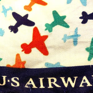 Rare Former U.S. Airways Flight Attendant Scarf, Shows Normal Vintage Wear, No Tag, Discontinued Scarf