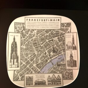 Placa de colección con mapa alemán de Frankfurt AM Main, placa vintage
