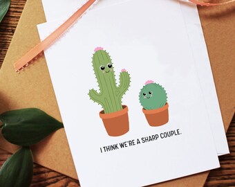 Valentine/'s Love Card Wedding Gift Potted Plant Cute Cactus Best Friend Galentines Anniversary New Home Card I/'m stuck on you