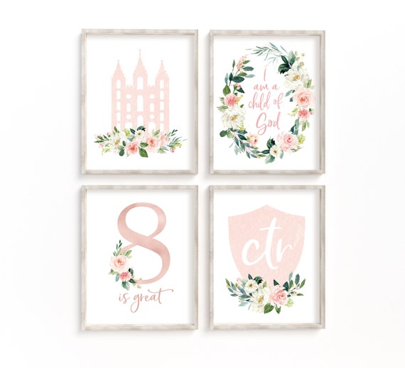 Lds Baptism Decor Prints Set Lds Temple Print Ctr Shield Etsy