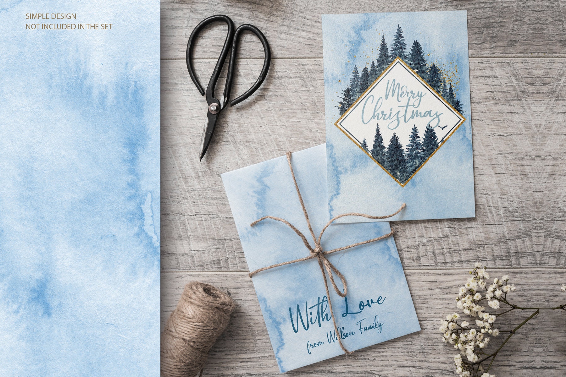 Christmas Watercolor Printable Card Clipart Winter Forest - Etsy