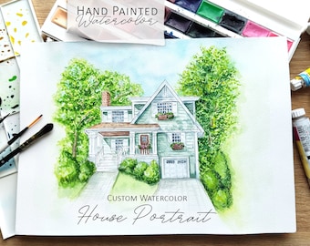 Custom Watercolor House Portrait: Hand-Painted Home Art