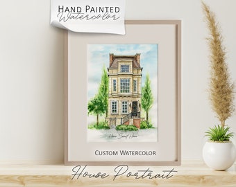 Custom Watercolor House Portrait: Hand-Painted Home Painting
