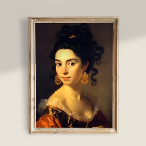 Woman Portrait Art, Vintage Victorian Painting, Dark Academia Decor, Printable Wall Art, Woman Vintage Wall Art, Antique Female Prints
