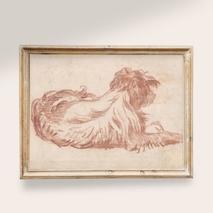 Vintage Dog Art, Dog Antique Sketch, Animals Wall art, Vintage Printable Art, Light Academia Decor