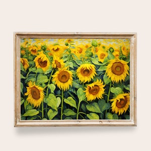 Yellow Sunflower Painting, Vintage Sunflowers Art, Farmhouse Decor, Yellow Flowers Art, PRINTABLE Prints