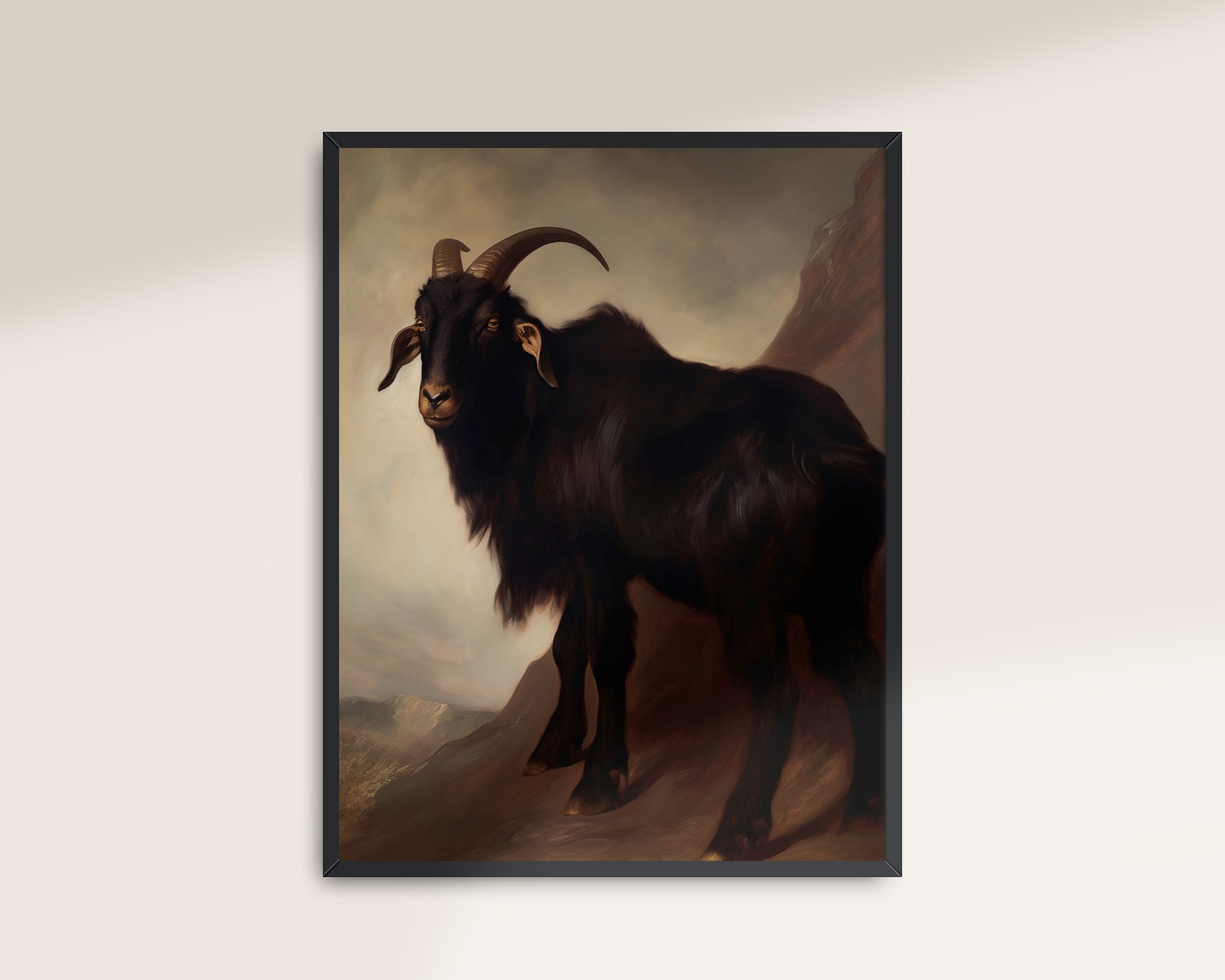 Black Goat Art Print, Printable Dark Academia Decor, Moody Victorian ...