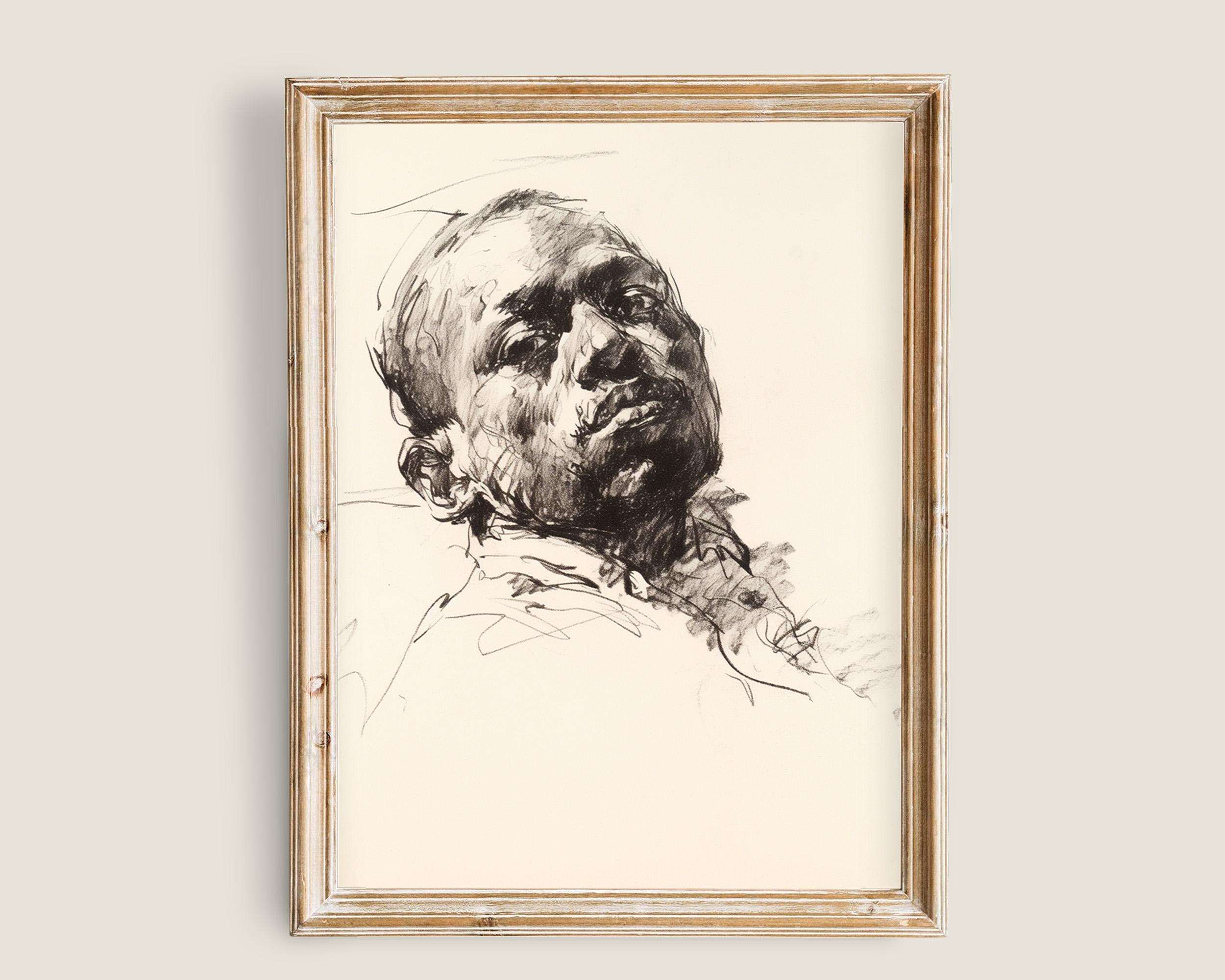 Black People Wall Art, Printable Art, Dark Academia Prints, Man portrait Decor, Victorian Wall Decor, Antique Portrait Art, Sketch Study