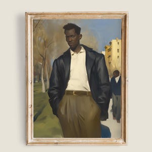 Vintage Painting of a African American Black Man Portrait