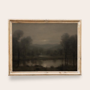 Dark Nature Landscape Wall Art, Printable Vintage Art, Victorian Decor, Dark Academia Print, Moody Dark Landscape Painting