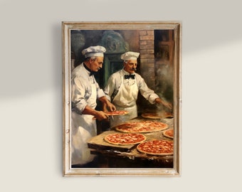 Pizza Print, Italian Food Poster, Vintage Kitchen Wall Art, Printable Art, Food Italy Decor, Pizza Pie Art