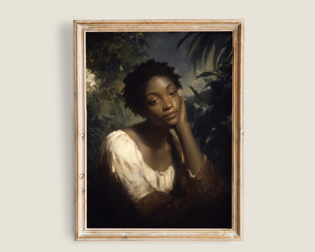 Black Woman Wall Art – Elegant Vintage Portrait Printable, Afrocentric ...