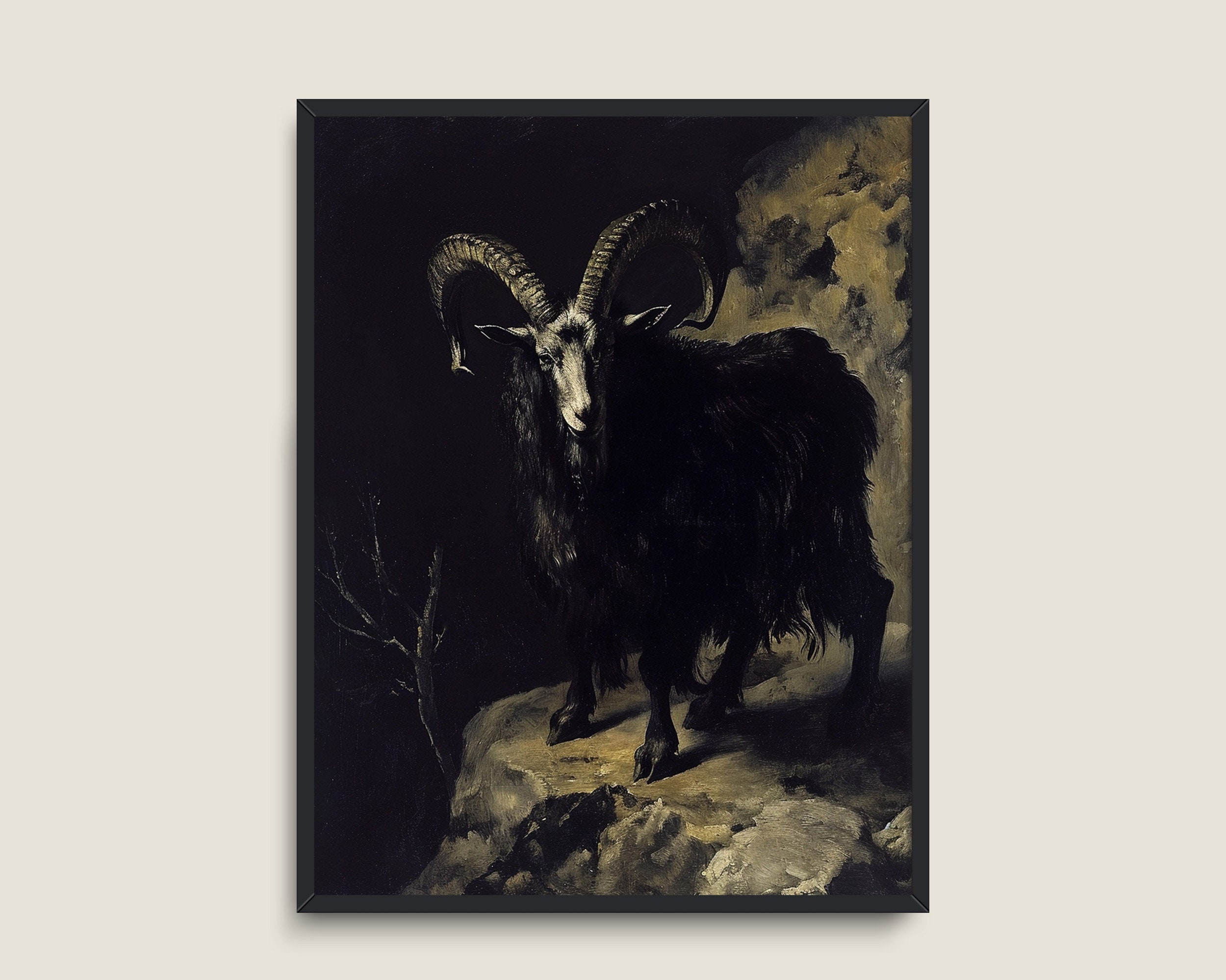 Black Goat Art Print, Printable Dark Academia Decor, Moody Victorian ...