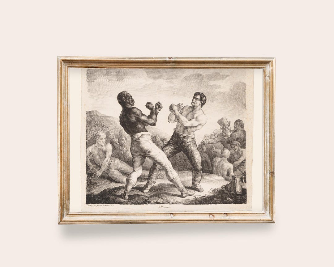Vintage Boxing Wall Art - Bare-knuckle Prizefight Etching Printable ...
