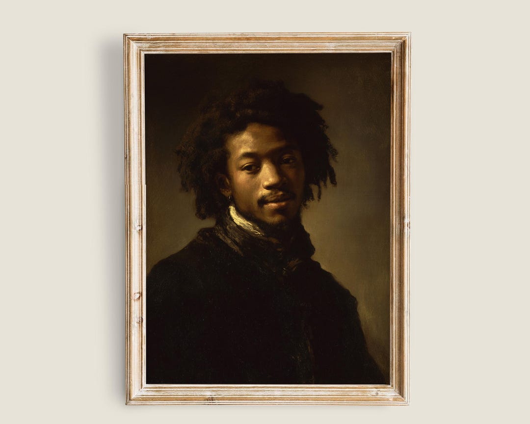 Black Man Portrait in Old Master Light - Classic Chiaroscuro Male ...