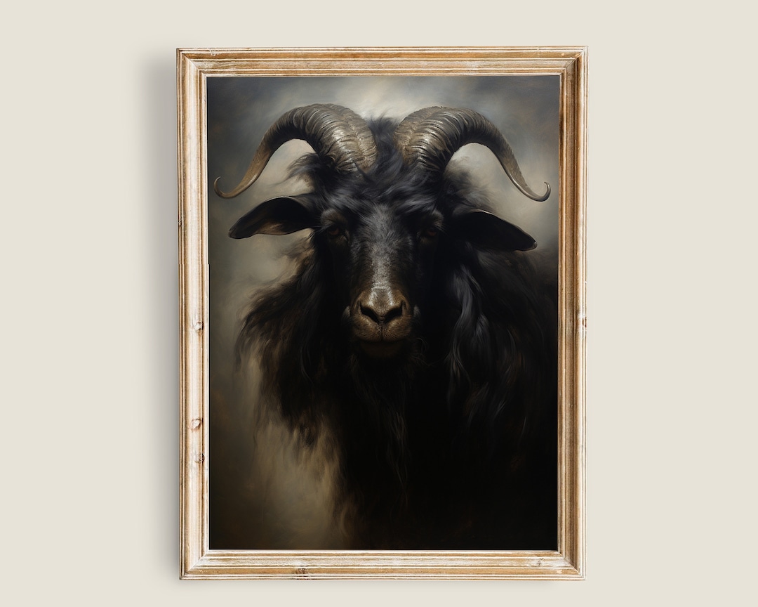 Black Goat Art Print, Dark Academia Decor, Moody Victorian Painting ...