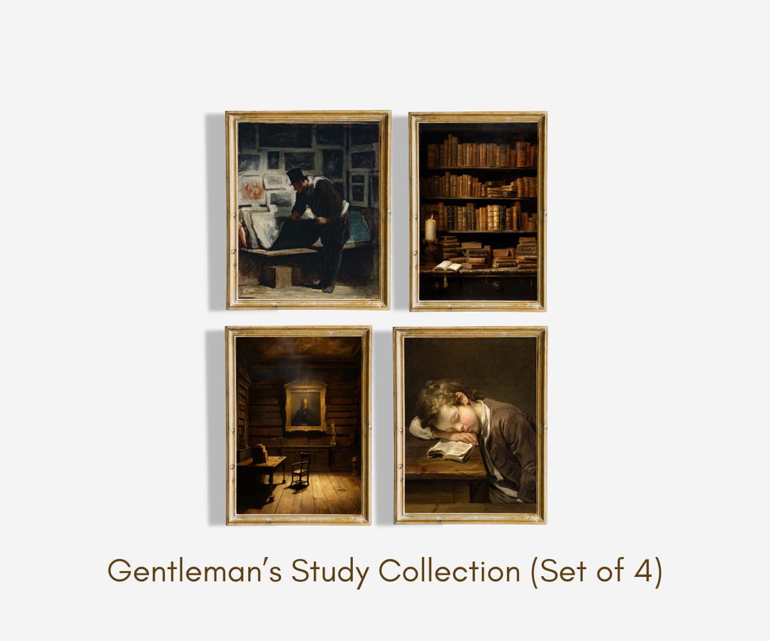 Study Collection Gentleman’s Study Collection (set of 4) — Dark Academia Vintage Library ...
