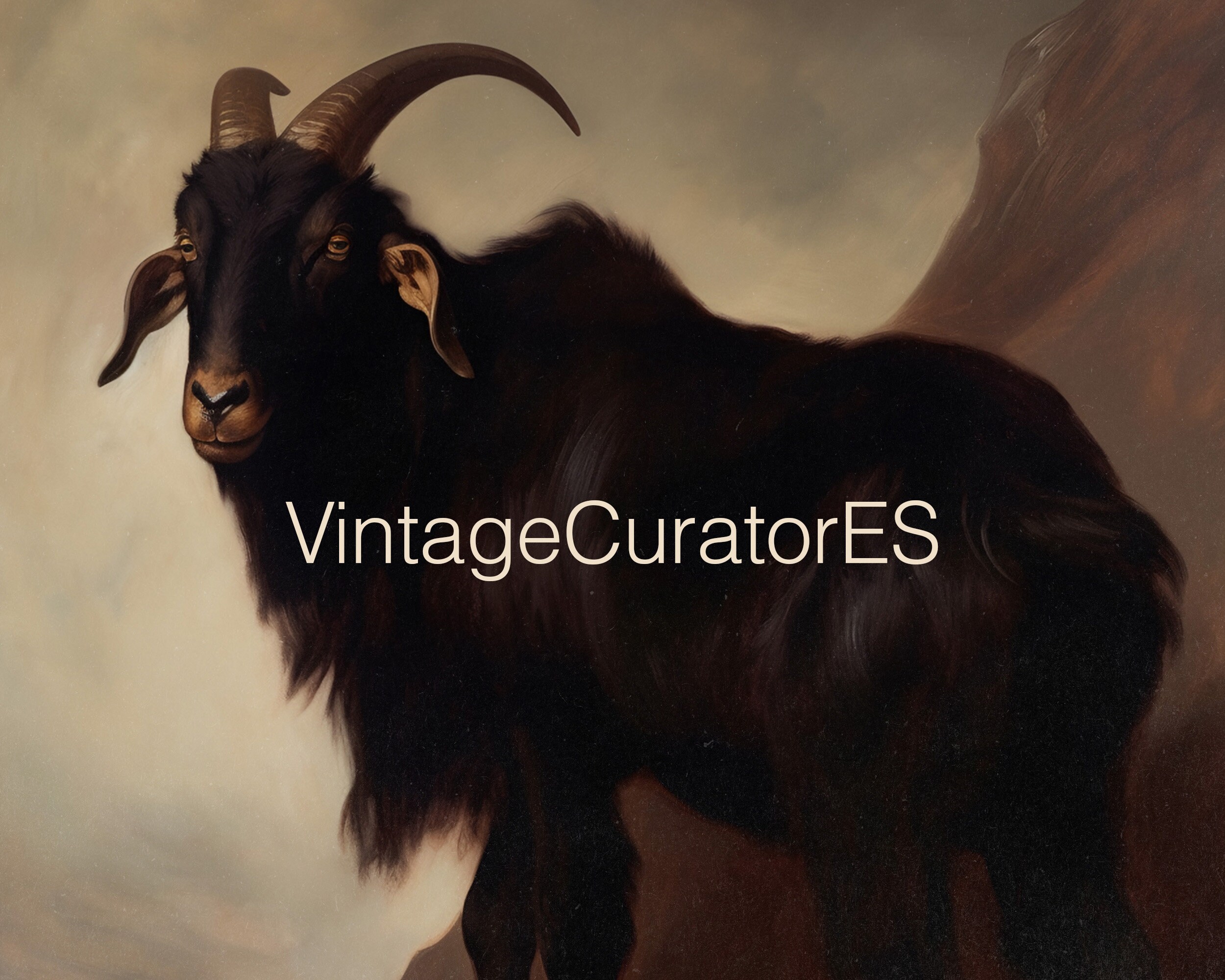 Black Goat Art Print, Printable Dark Academia Decor, Moody Victorian ...