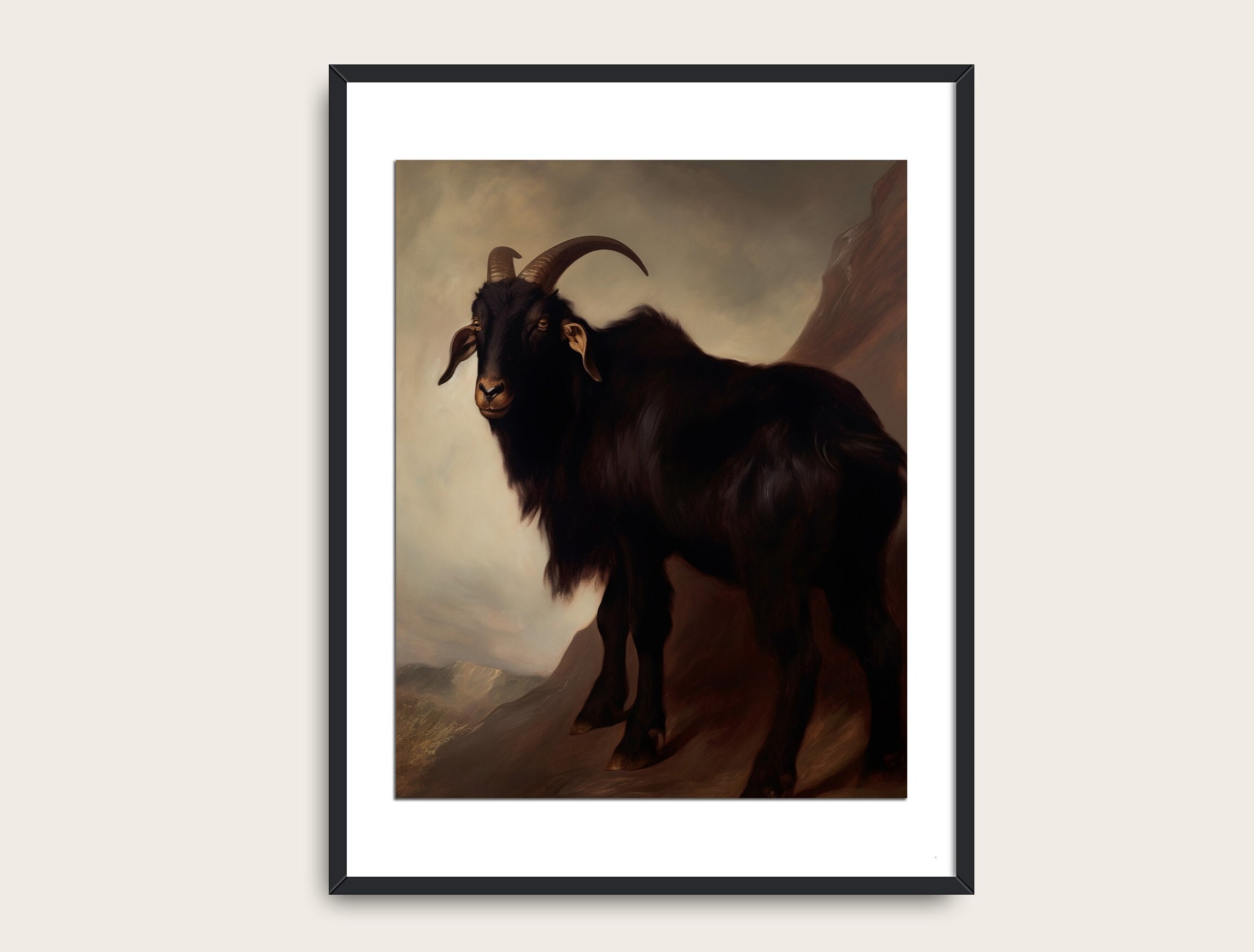 Black Goat Art Print, Printable Dark Academia Decor, Moody Victorian ...