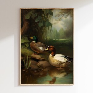 Antique Duck Painting, Moody Wall Art, Dark Academia PRINTABLE art, Vintage Animal Decor, Bird prints image 4