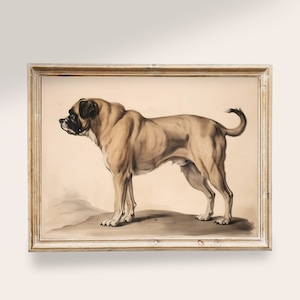 Vintage Dog Art, Dog Antique Sketch, Animals Wall art, Vintage Printable Art, Light Academia Decor, Mastiff Dog Print