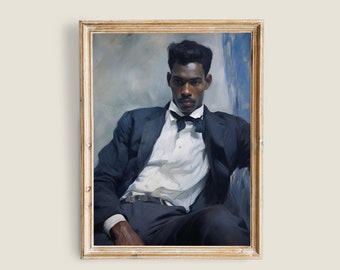 Black People Wall Art, Dark Academia Prints, Male portrait , Printable Vintage Art, African American Wall Decor, Gentleman Portrait Prints