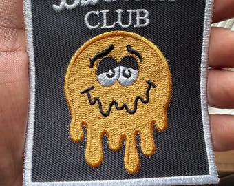 Burnout Club Patch – 4" Tall Iron-On or Sew-On Melty Face Design