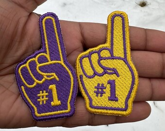 Foam Finger Embroidered Patch – Custom Team Colors, Iron-On Sew-On