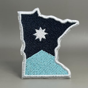 Minnesota State Flag Silhouette Patch – 2.5” x 3” Iron-On / Sew-On Embroidered Patch