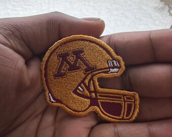 Minnesota Helmet Embroidered Patch – Gold & Maroon | 2.5” x 2”