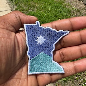 Minnesota State Flag Silhouette Patch – 2.5” x 3” Iron-On / Sew-On Embroidered Patch
