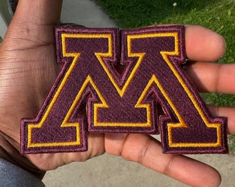 Minnesota Block &quot;M&quot; Embroidered Patch – 3 Sizes – High-Quality, Made to Order
